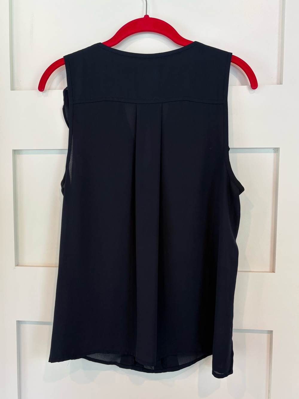 Maeve for Anthropologie Navy Chiffon Ruffle Sleeveless Blouse - Picture 4 of 4